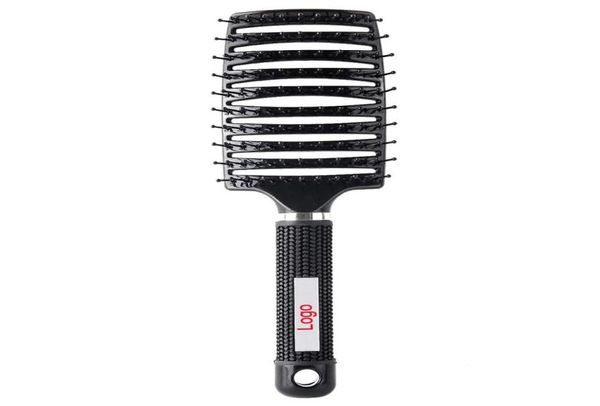 

cb007 customised logo women hair scalp massage comb wet curly detangle big curve hair brush comb for salon hairdressing styling to5912699, Silver