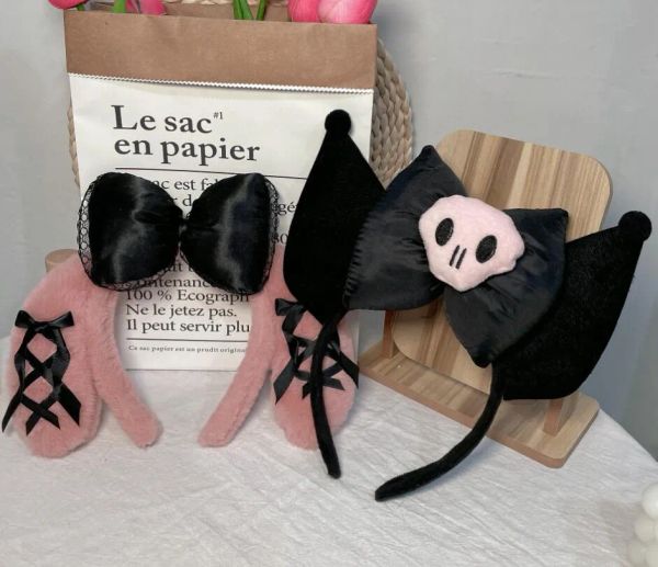 

ins kawaii kuromi style sticks handmade plush melody design washing face girl kids accessories 4 designs, Slivery;white