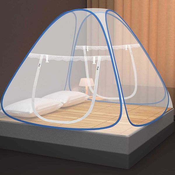 

faburo folding bed 2m x 1.5m dome net double door zipper camping curtain portable tent travel mosquito net