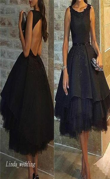 

2019 short black cocktail dress popular scoop neck backless women evening dresses party prom and homecoming dress5591745