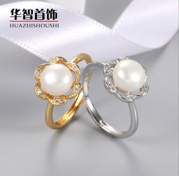 

jewelry settings wholesale pearl ring s925 sier 18 styles for women mounting rings adjustable size blank diy gif drop delivery dhjyk, Slivery;crystal