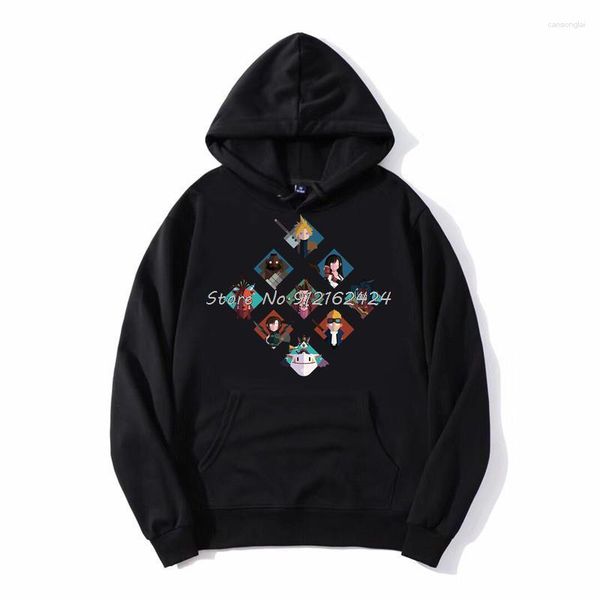

style men's hoodies final fantasy hoodie cute tiles anime men oversize hooded sweatshirts jackets harajuku streetwear, Black