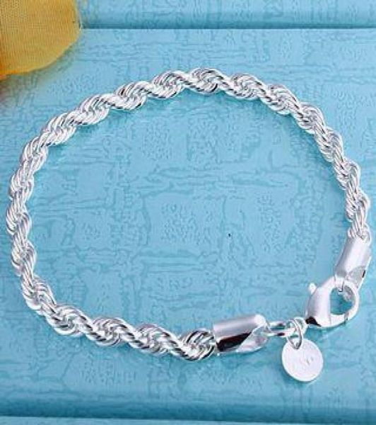 

100 new 8 inch long 925 silver ed rope chain bracelet 10pcs lot9310473, Black