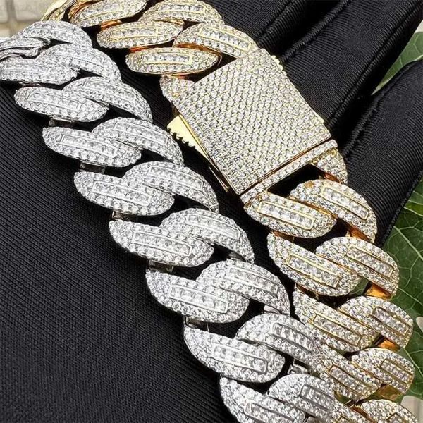 

jwy hip hop jewelry men new designs 18mm real gold and silver plated brass necklaces hip hop cuban chains men