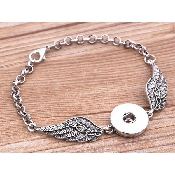 

3pcs crystal angel wings bracelets bangles antique silver diy ginger snaps button jewelry new style bracelets 4enqd225a, Golden;silver