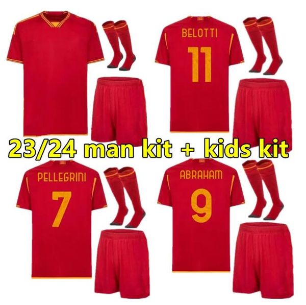 

2023 dybala romas soccer jerseys maglia pellegrini belotti celik abraham 23 24 football shirts mancini kumbulla men kids kit el shaarawy uni, Black;yellow