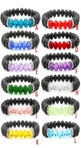 

black lava stone beads bracelet essential oil diffuser bracelets volcanic rock beaded hand strings spherical crystal charms9277266, Golden;silver