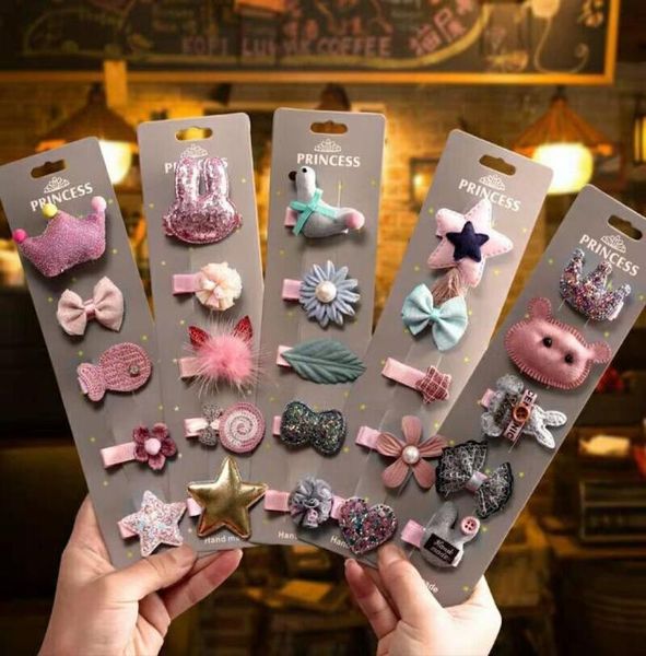 

5pcsset whole cute flower princess hairpin kids girls hair clips bows barrette accessories for children hairclip headdress ha4651251, Slivery;white