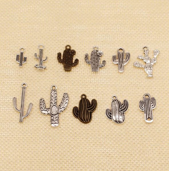 

60 pieces charm for making jewelry diy plant cactus hj192013747220, Bronze;silver