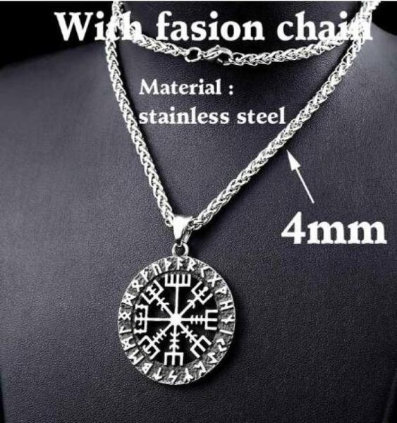 

316l stainless steel viking odin039s symbol of norse runic pendant necklace viking runes vegvisir compass pendant lp2882911584