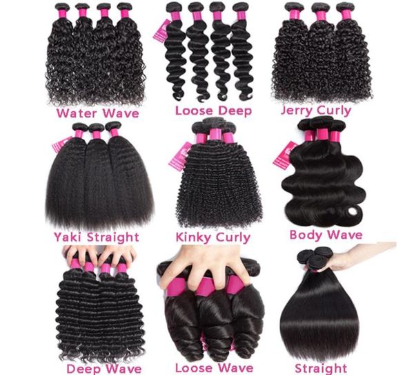 

9a mink brazilian human hair bundles 100 unprocessed brazilian straight body wave loose wave kinky curly deep wave human hair ext3022523, Black