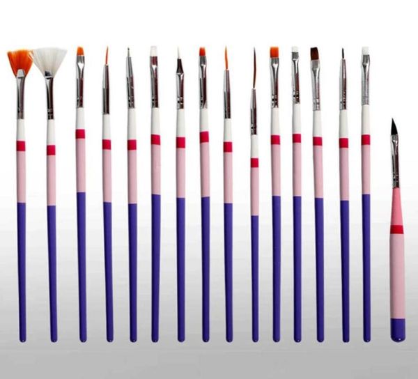 

nail brushes 16pcs art brush liner dotting fan design acrylic builder flat crystal painting drawing carving pen uv gel manicure to2366497, Yellow