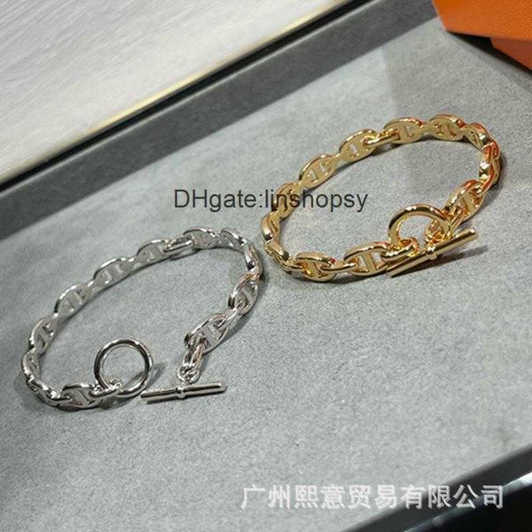 

aher mas designer luxury brand enamel bracelet v gold pig nose bracelet 18k white gold h rose gold q button fashion hollow out ot button bra, Black