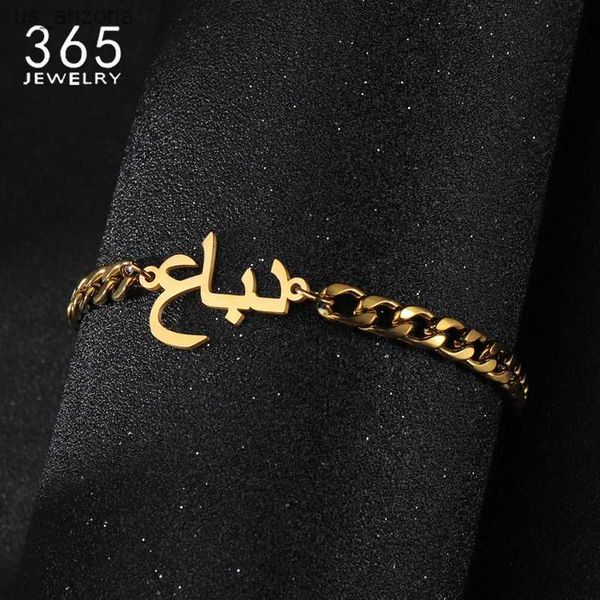 

custom name arabic name bracelet 5mm nk chain stainless steel thick chain personalized wrist chains adjustable for men jewelry l230620, Golden;silver