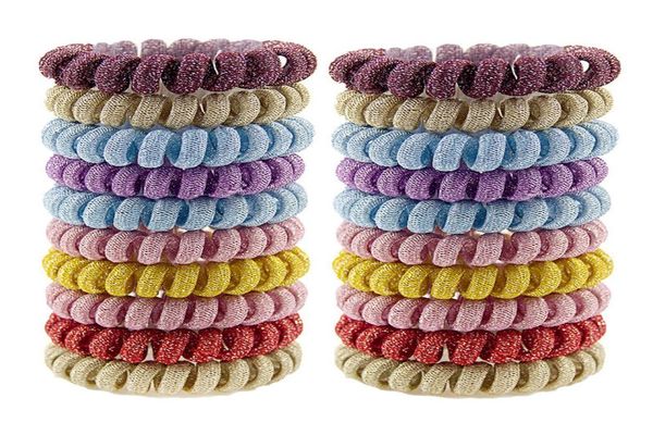 

55cm cloth telephone wire cord hair tie big girls children elastic hairbands ring rope women bracelets8513620, Slivery;white