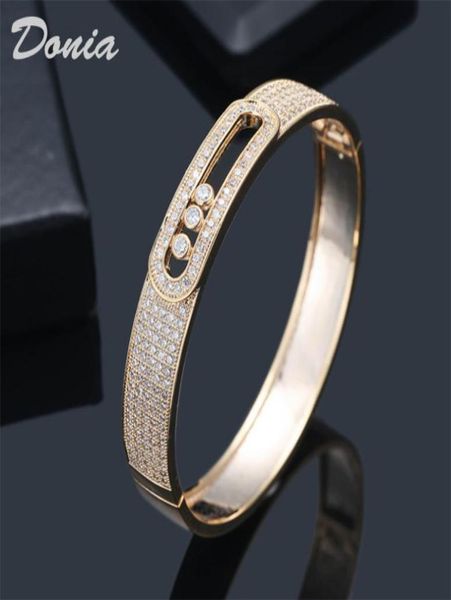 

donia jewelry luxury bangle european and american fashion exaggerated geometric pattern copper microinlaid zircon bracelet person2216197, Black