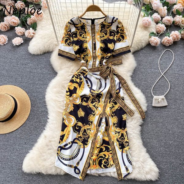 

basic casual dresses neploe summer court style print vestido round neck long sleeve lace waist slim robe high-end temperament package hip dr, Black;gray