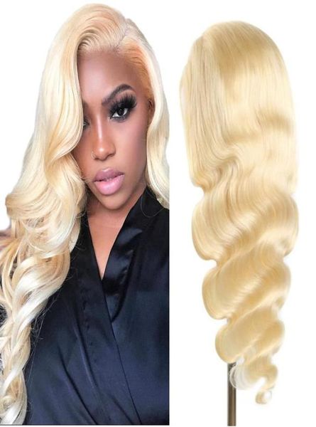 

13x4 lace front wig human hair pre plucked brazilian body wave wig for women 613 blonde 12inch 26inch8525192, Black