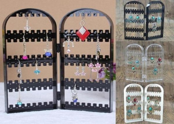 

120 holes folding plastic jewelry racks earrings holder bracelet necklace display stand jewelry storage racks organizer80801983734442, Pink;blue