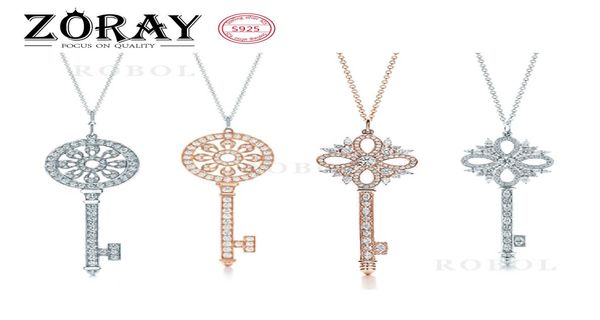 

classic sterling silver necklaces supplies micro pave zircon pendant key necklace for women girl christmas gift jewelry wholesale6487305