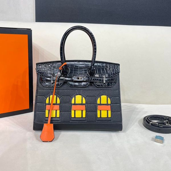 

crocodile tote bag microfiber leather handbag women luxury shopping bags large capacity beach totes bags quality silver hardware lock long s