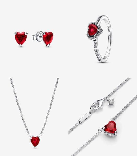 

designer diy charm heart pendant necklace bracelet stud earring ring set 925 sterlling silver jewelry european european men women 1966437
