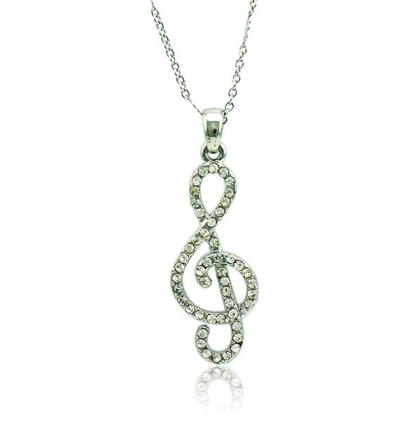 

fashion silver plated pendant necklace white rhinestone music note charms necklace for women valentines gifts jewelry8757010