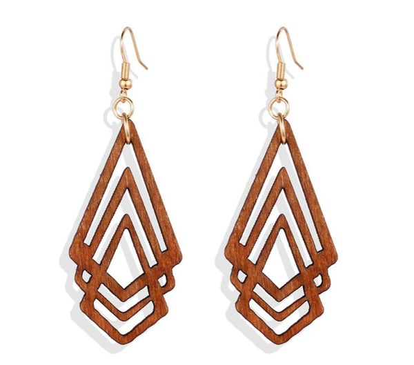 

new unique design geometric dangle earrings for women girl hollow wooden earrings european american creative vintage jewelry8028902, Silver