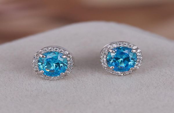 

brass material oval 1109cm cz blue diamond and small white earring fit jewelry stud earring women earrings ps67362473233, Golden