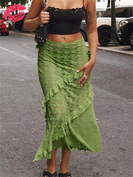 

skirts tossy lace ruffled see-through maxi skirt women slim patchwork party holiday women's long skirt outfits female summer maxi skirt, Black