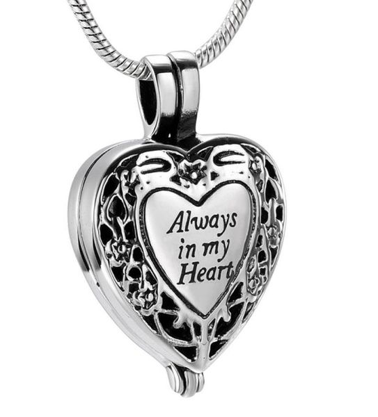 

ijd9958 stainless steel cremation pendantquotalways in my heartquot for ashes urn perfume locket memorial keepsake necklace je3582413, Silver