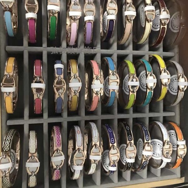 

designer hemrres bracelet cnc high version h-letter pig nose enamel love home female 18k rose gold 8-character buckle couple male fptd, Black