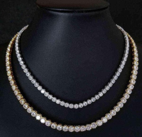 

nxy pendant necklaces fashion 4mm 5mm hip hop gold color 925 sterling silver tennis necklace neck chain long for men male women je6395356