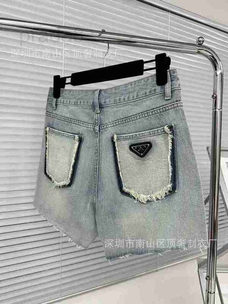 

women's jeans designer 23 spring/summer new product small back bag triangle label tassel shorts hkzy, Blue