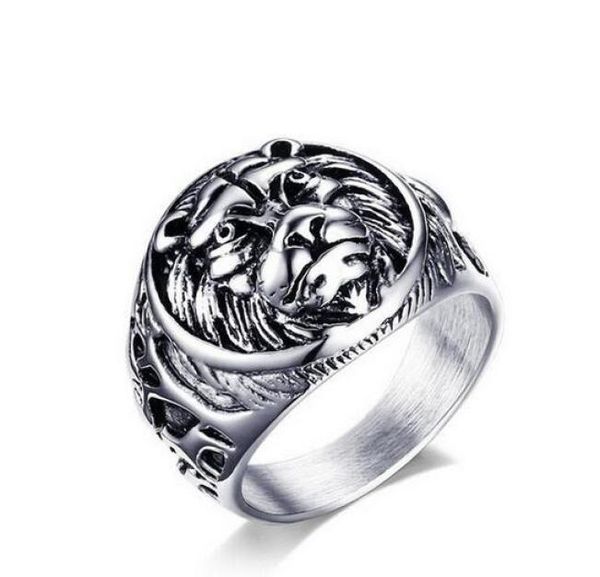 

stainless steel ring the lion biker animal ring fashion jewelry 18mm men ring punk anillons hombre us size 7119417322, Silver