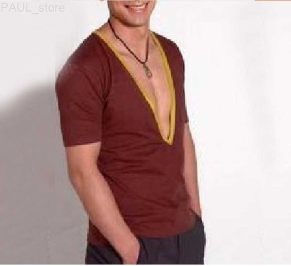 

men's t-shirts new summer men's shirt v-neck pure cotton breathable leisure sports private custom contrast color l230718, White;black