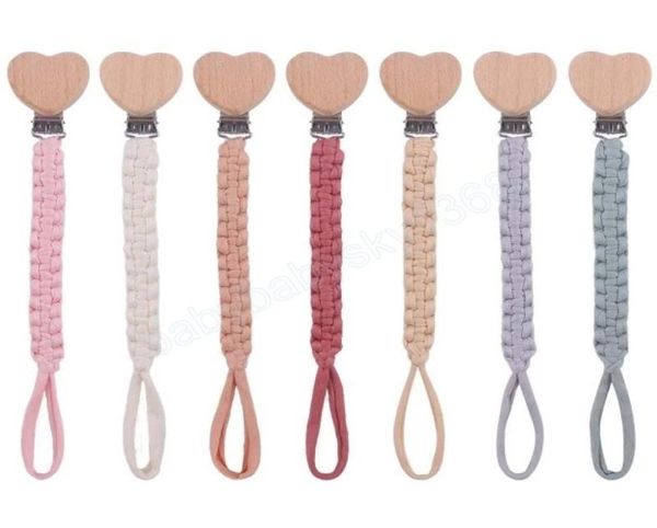 

baby handmade weave pacifier chain beech wood clips cotton nipple holder for baby nursing leash strap dummy clip accessory3409112