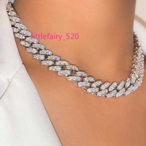 

chains chains punk hip hop 15mm cuban link chain necklaces for women men iced out full rhinestone baguette thick miami necklace jewelrychain, Silver