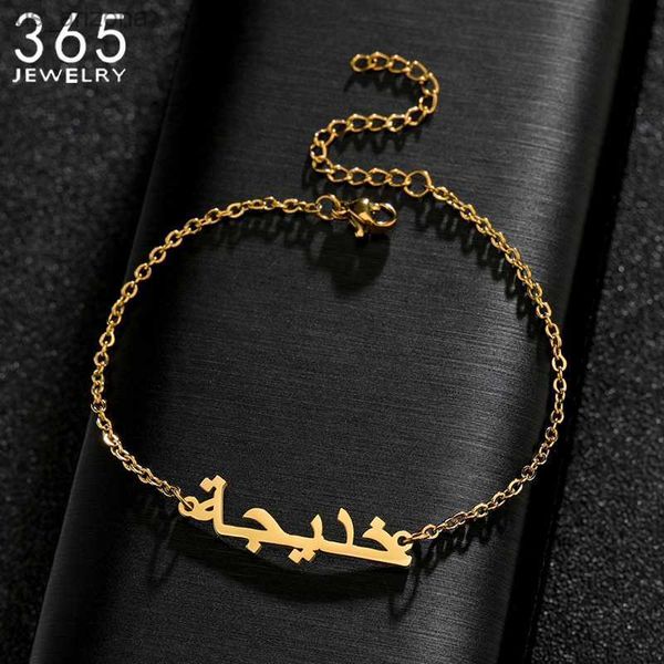 

custom arabic name bracelets for women stainless steel gold color letter bracelet personalized jewelry wrist chain gift l230620, Golden;silver