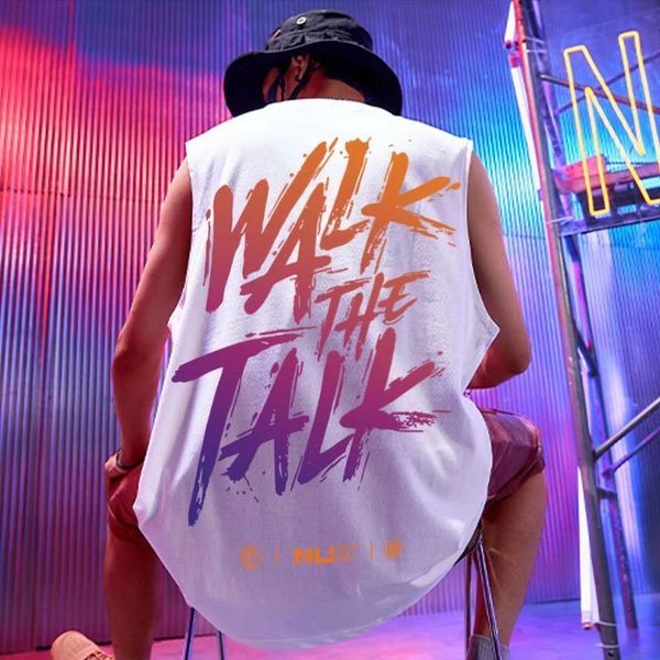 

men' tank summer hip hop fashion streetwear sleeveless print men casual clothing loose vest p230717, White;black