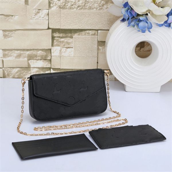 

luxury shoulder bag women chain cross body bags leather 3in1 shoulder bags with card purse and coin purse lady crossbody bags