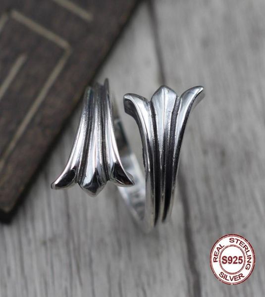 

s925 men039s sterling silver rings personality retro classic punk style cross the tail flower open ring send a gift to love9605005