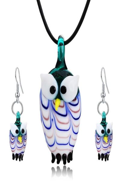 

the owl lampwork pendant blown venetian murano glass pendants necklaces and earrings sets women fashion jewelry9771443, Silver