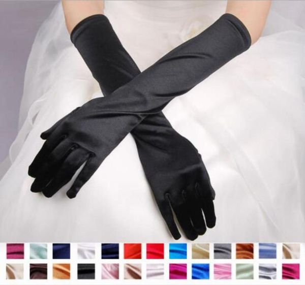 

full finger bridal gloves wedding dress long satin matte wedding sleeves sunscreen cover scars below elbow length gloves7756336, White