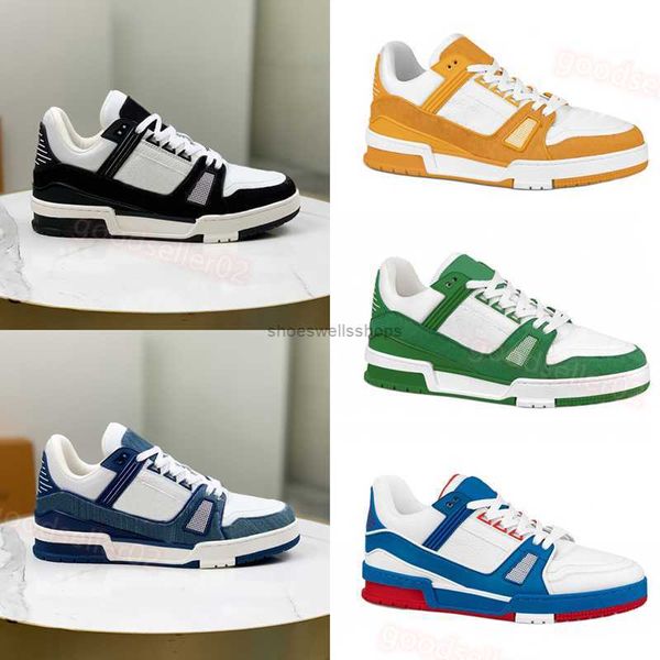 

luxury mens casual shoes fashion womens embossed trainer sneaker green denim sky blue white grey pink