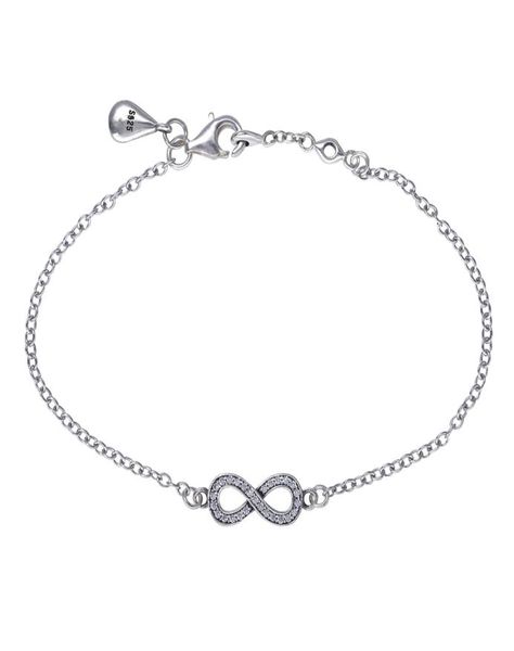 

romantic 925 sterling silver infinity silver wedding bracelet with cz for women fine jewelry making whole6865089, Black