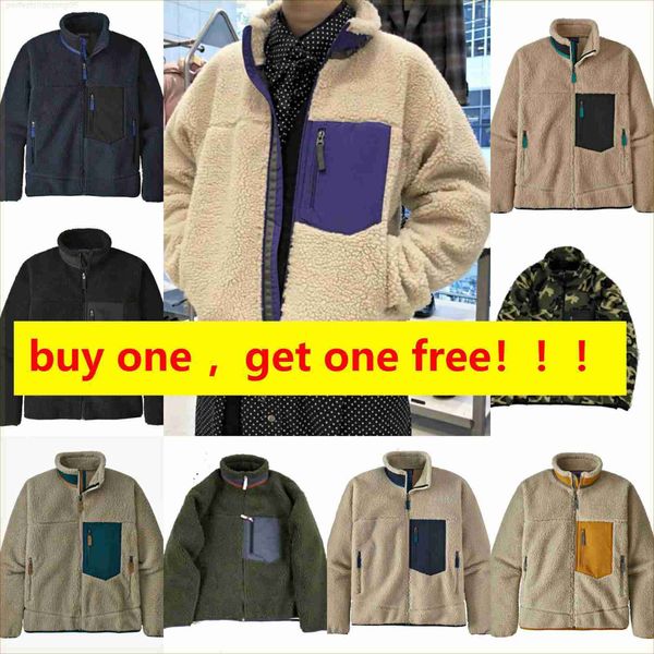 

patagonias men fleece jacket classic retro mens thick warm down designer models lamb cashmere stand collar couple winter coat443, Black;brown