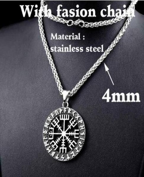 

316l stainless steel viking odin039s symbol of norse runic pendant necklace viking runes vegvisir compass pendant lp2887725521