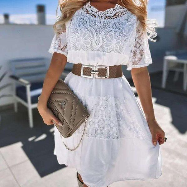 

womens dress fashionable short sleeved lace skirt large swing summer, Black;gray