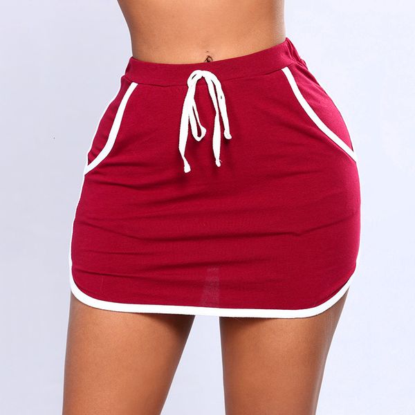

skirts summer ladies skirt white sides swearpants high elastic waist short skirts women joggers fitness skirt with pockets 230717, Black